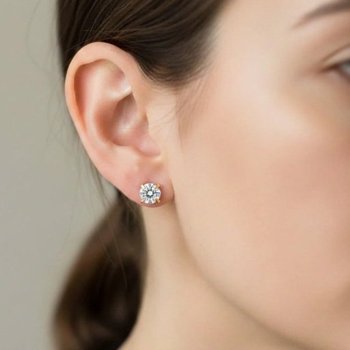 Earring Anti -Tarnish Gold Plated Korean Style Round Clear Crystal Stud for women