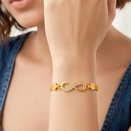 Bracelet Anti-Tarnish Gold Plated Infinity American Diamonds Charm (Adjustable Size)