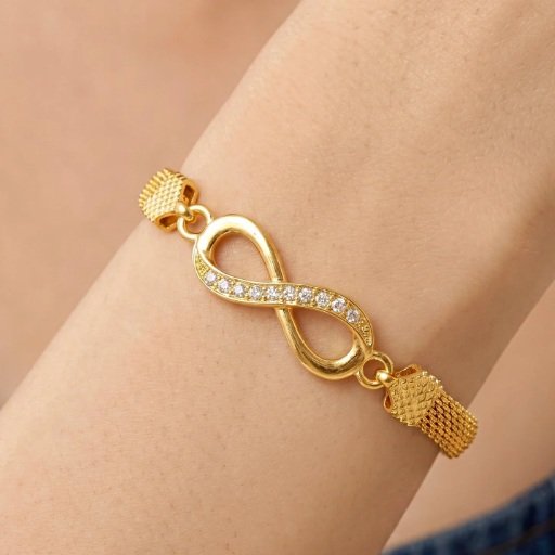 Bracelet Anti-Tarnish Gold Plated Infinity American Diamonds Charm (Adjustable Size)