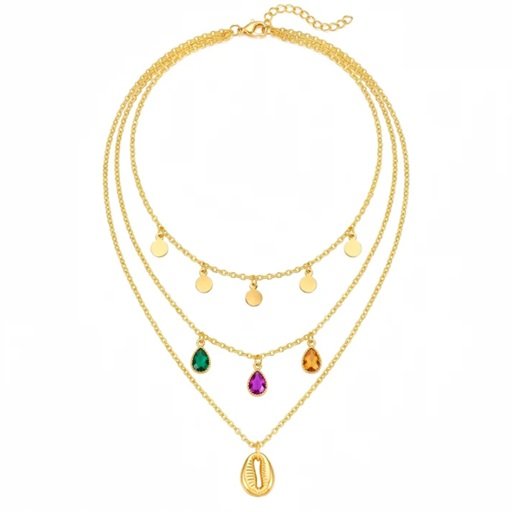 Necklace Anti-Tarnish Gold Plated (Three) Multilayered Crystal Charms for Women