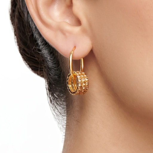 Earrings Anti-Tarnish Hoops With 6 Crystal Rings COMBO